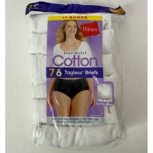 NEW Hanes Briefs Underwear Women's‎ 7 Large White Cotton Tagless 7-Pack